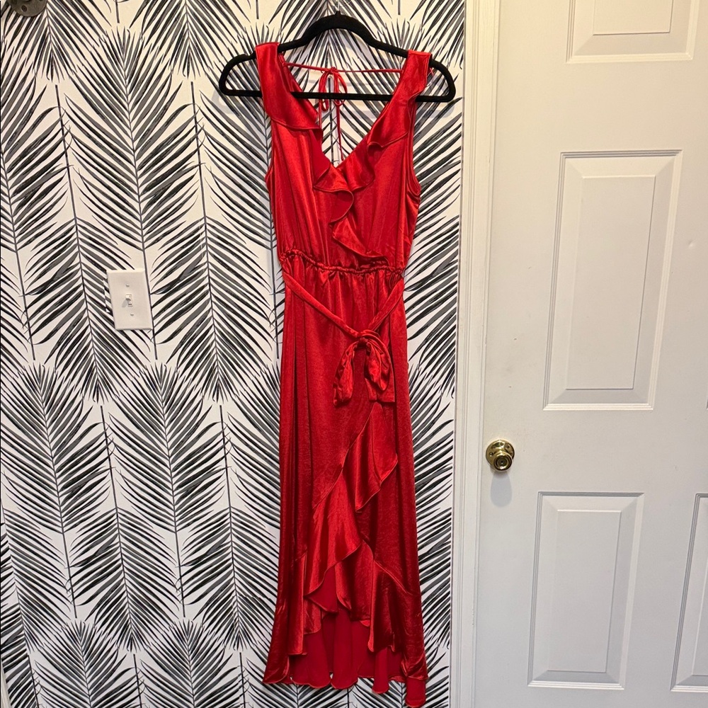 Skies Are Blue Vibrant Red Asymmetrical Dress